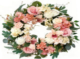 24 Inch Spring Everyday Pink Flower Wreath Front Door, Soft Touch Pink Roses Peony Orchid Wreath V1258-DP02-C-2649