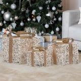 Christabelle Set of 3 Battery Operated Golden Christmas Gift Boxes Warm White LED Lights Indoor 112_MHA604