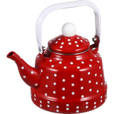 Red Enamel Stovetop Teakettle Retro Design Heat Efficient Silent V1370-AZ4-14456