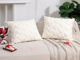 2-PCS White 45x45cm Heart Pattern Plush Pillow Cover with Insert Soft Textured Decorative Cushion V888-ELOSUNG43771