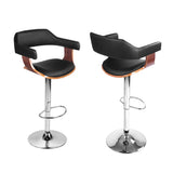 Artiss 4x Bar Stools Gas Lift Leather w/Armrest Black BA-TW-8006A-BKX4