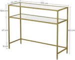 VASAGLE Console Table with Tempered Glass Gold Colour V227-9101101023060