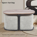 2X Ottoman Stool Linen Fabric Footstool Foot Rest Pouffe Pouf Seat - Cream Grey V274-FT-GQSST03-CR2