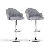 Artiss 2x Bar Stools Kitchen Swivel Gas Lift Counter Chair Shell Leather Grey BA-K-256-GYX2