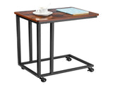 C Table, C Shaped Sofa Side Table with Metal Frame Rolling Casters, Portable C Shaped End Stand for V952-CZ1JT1CBHB208HKNP001V0