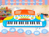 Keezi Kids Piano Keyboard 37 Keys Electronic Musical Instrument Set w/ Stool Microphone KPK-37-BL