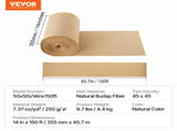 Burlap Fabric Roll, 355 mm x 45.7 m & 50 x 50 Density Wide Natural Fabric Rolls, Jute Fabric V952-CMBJ14INCHES3MBHIV0