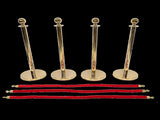 4 x Queue Barriers 3 Ropes Exhibition Crowd Control Bollards V63-844481