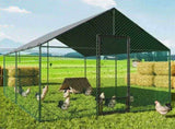 Heavy Duty XL Metal Walk-In Chicken Run with Cover, 276x405x300cm, Black V178-59376
