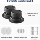 RV Plumbing Vent Cap - Aluminum Trailer Roof Pipe Vent Cover - Weatherproof Durable Replacement for V1259-RVVENT-01-WHT-2PK
