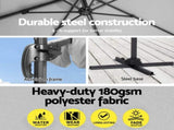 Instahut 3m Outdoor Umbrella Cantilever 360 Degree Tilt Beach Roma Grey UMB-ROMA-F-8RIB-GR