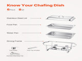 8 Qt 6 Pack Rectangle Chafing Dish Buffet Set Fullsize Pan Stainless Steel V952-ZFXBXGSTGK6JYRMTSV0