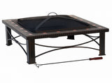 30" Square Slate Tile Fire Pit Outdoor Patio Heater Fireplace V563-FT-51161B