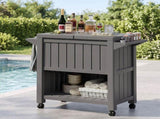 Gardeon Outdoor Storage Cabinet Box 80L Ice Bucket Cooler Rolling Serving Cart Kitchen Trolley Brown ODF-COOLER-PP-BR