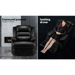 Artiss Recliner Chair Leather Black Cissy RECLINER-A8-BK-AB