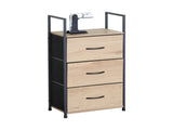 CARLA HOME 3 Drawer Tallboy Storage Cabinet - Brown - Rustic - Steel - Chest Drawers Tallboy V178-36451