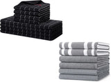 Homaxy Dishcloths Set, 12 x 12 and 13 x 28 Inches, Set of 8 Bulk Cotton Terry Kitchen Towels Set, V1258-DP02-F-155