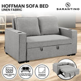 Sarantino Hoffman Linen Sofa Bed with Cushions and Cup Holders Light Grey SOFA-YGG-7004-LNN-LGY