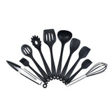 Black 10-Piece Premium Silicone Kitchen Utensil Set - Heat Resistant, Non-Stick Cookware V888-ELOSUNG21307