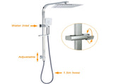 WELS 2 in 1 Square Shower Head Set 10" Rain Handheld Sliding Rail Arm Wall Mixer V1233-C7121SHS002M4CSS1001KSQ201CR