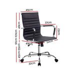 Artiss Office Chair Conference Chairs PU Leather Mid Back Black OCHAIR-H-8147-BK