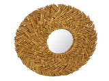 Straw Weaving Wall Mirror Retro Beautiful Woven Wall Hanging Mirror for Dorm Room Decoration Gold V1294-YM0703-3115230038511