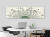Green Boho Wall Art Set of 3, Minimalist Framed Wall Art Geometric Line Leaf Sun Moon Beige Green V1192-AZ-W-26533