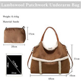 Women Suede Tote with Faux Lamb Wool Lined, Vintage Large Capacity Plush Shoulder Bag, for Work V1366-AZ2-W-11499