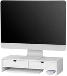 White Monitor Stand Desk Organizer with 2 Drawers V178-84492