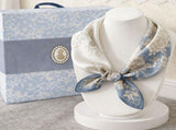 Mulberry Silk Square Scarf for Women - 53x53cm Floral Print Neck Scarf with Gift Box, Soft V888-ELOSUNG53096
