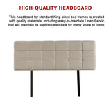 Linen Fabric King Bed Deluxe Headboard Bedhead - Beige V63-821403