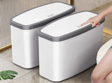 Bathroom Trash Can, Slim Garbage Bin with Press Top Lid, Bathroom Garbage Can Bin Under Desk/Sink V1366-AZ2-W-12652