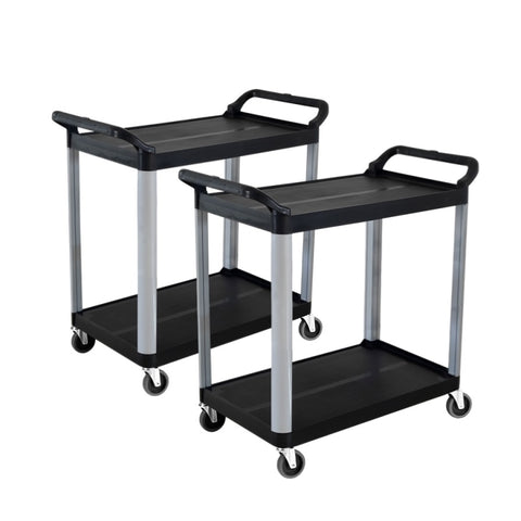 SOGA 2X 2 Tier Food Trolley Portable Kitchen Cart Multifunctional Big Utility Service with wheels FOODCART1520X2