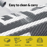 Gardeon Outdoor Rugs 152x244cm Large Carpet Reversible Area Mat PP Dual-Sided Patio Rug Greek Key OR-5X8FT-FRAME-GY