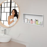 641 x 336 x 101mm Shower Niche Single Shelf Organizer No Tile Needed in White V63-900721