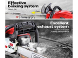 Giantz Chainsaw Petrol 58CC 20" Bar Commercial E-Start Pruning Chain Saw White CSAW-FT-20-RDWH