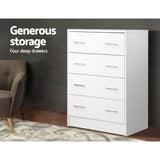 Artiss 4 Chest of Drawers - ANDES White FURNI-DT-4D-WH-AB