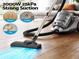 Devanti Vacuum Cleaner Bagless Canister 2000W 25kPa Powerful Suction 4L VAC-KB-8006-GY