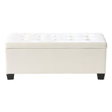 Artiss Storage Ottoman Blanket Box 97cm Leather White OTM-L2-WH