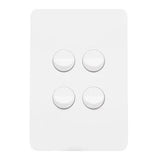 Hager Allure Switch Plate with Mechanism 250Volt 16Amp 50 Hz 4 Gang Gloss White WBHSV4 V1202-V1-HAGWBHSV4