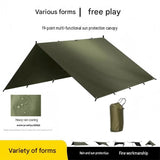 3x4m Green Multi-Purpose Outdoor Tarp - 19 Anchor Points Waterproof Rain Fly with Blackout Coating, V888-ELOSUNG56747