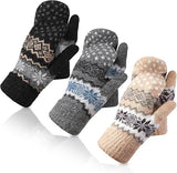 Pack of 3 pairs - Warm gloves for women - Extra thick - Knitted imitation - Suitable for cold V1188-ZXY-117-0028