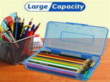 6 Pack Plastic Pencil Boxes Case Bulk Assorted Colors Capacity Box Clear with Lid Snap Closure V1192-AZ-W-23043