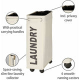 narrow laundry basket, laundry basket on wheels, Corno beige, Polyester, 43 l, 18.5 x 60 x 40 cm V1237-ZY-203-2637