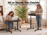 Artiss Adjustable Laptop Desk Mobile Bedside Table Hidden Storage Walnut LA-DESK-C-STO-DW
