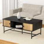 Artiss Coffee Table Sliding Drawer Door Black Boris FUR-S-COF03-BKWD-AB