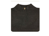 100% SHETLAND RAGG WOOL Half Zip Up Knit JUMPER Pullover Mens Sweater Knitted - Plain Black - 3XL V563-SW-HZ-FBK99B-3XL