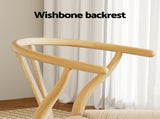 1 Set of 2 Artiss Dining Chairs Wooden Rattan Seat Wishbone Back MO-DIN-B-01-RAT-WDX2