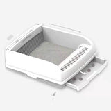 YES4PETS Large Cat Litter Tray Box Kitty Toilet with Rack Scoop Drawer-Style Cleaning Box White V278-AT1003-WHITE