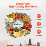 Artificial Decorative Wreath 60.96 cm Red Orange Yellow Hydrangeas Roses V952-ZSHHXQHMPHCH0I3Y1V0